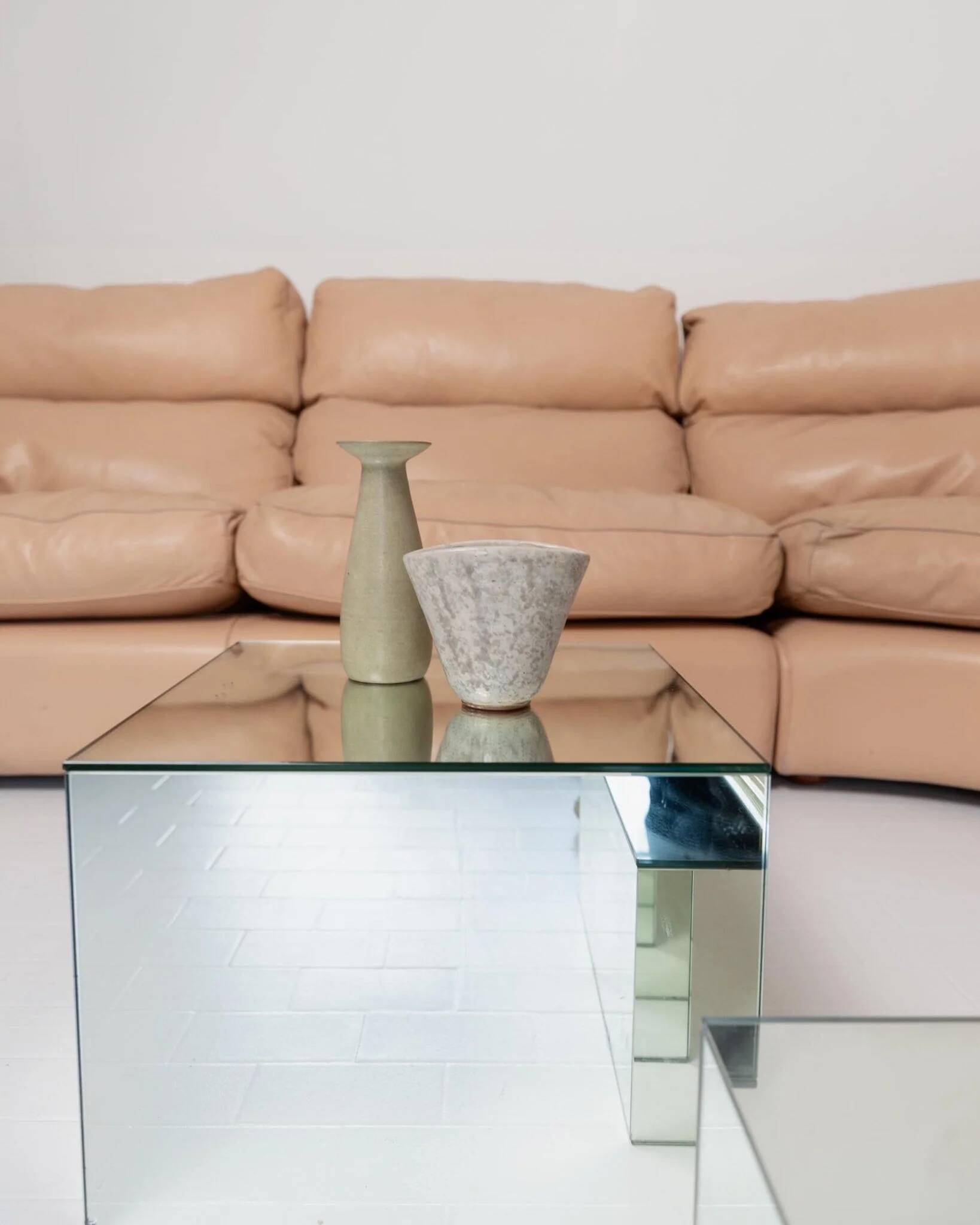 Canapé modulable vintage en cuir des années 1970, couleur blush, par Tito Agnoli pour Poltrona Frau, modèle Petronio, design mid-century, mobilier de luxe