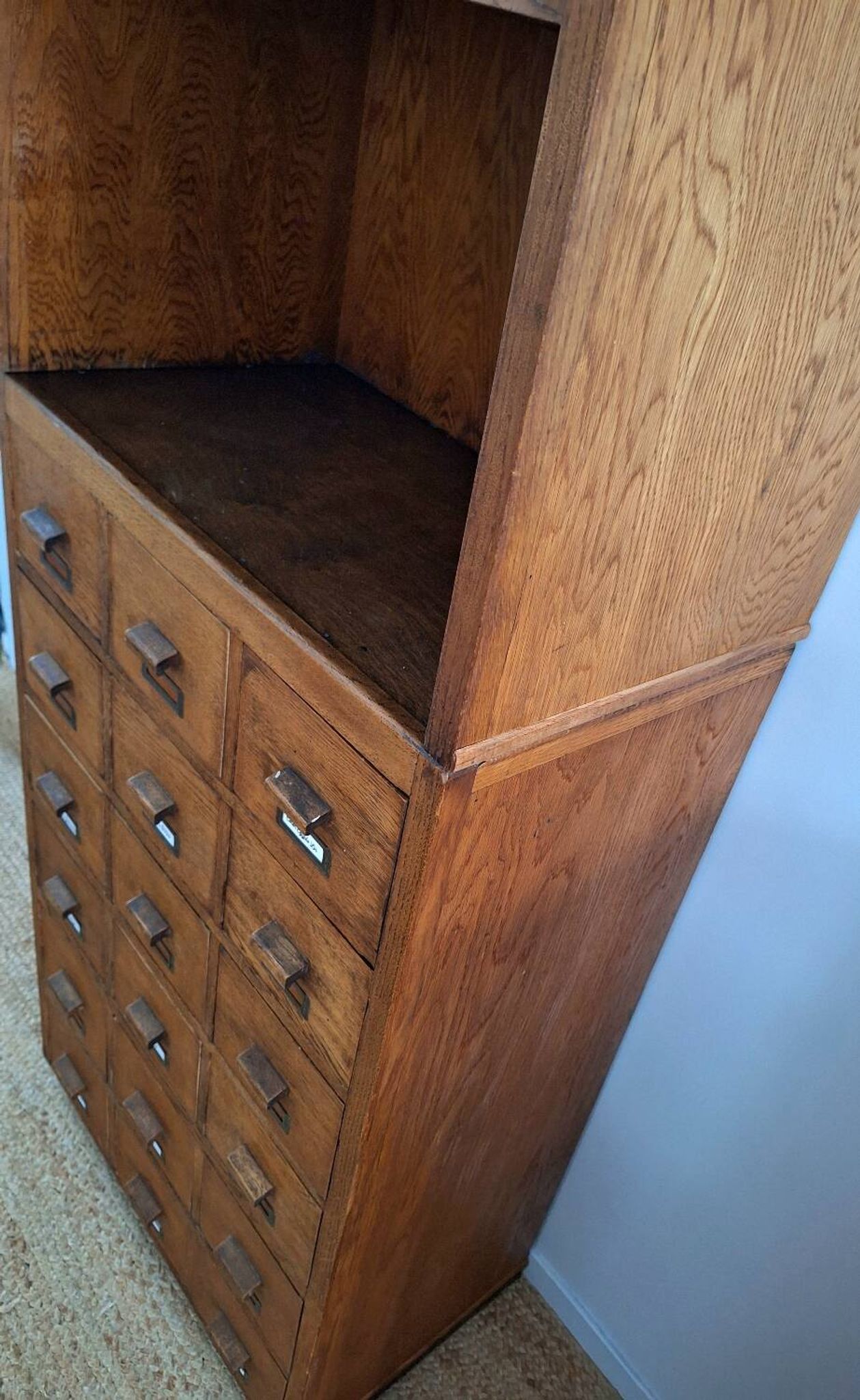 Very large vintage workshop furniture with 30 drawers, haberdashery compartments.