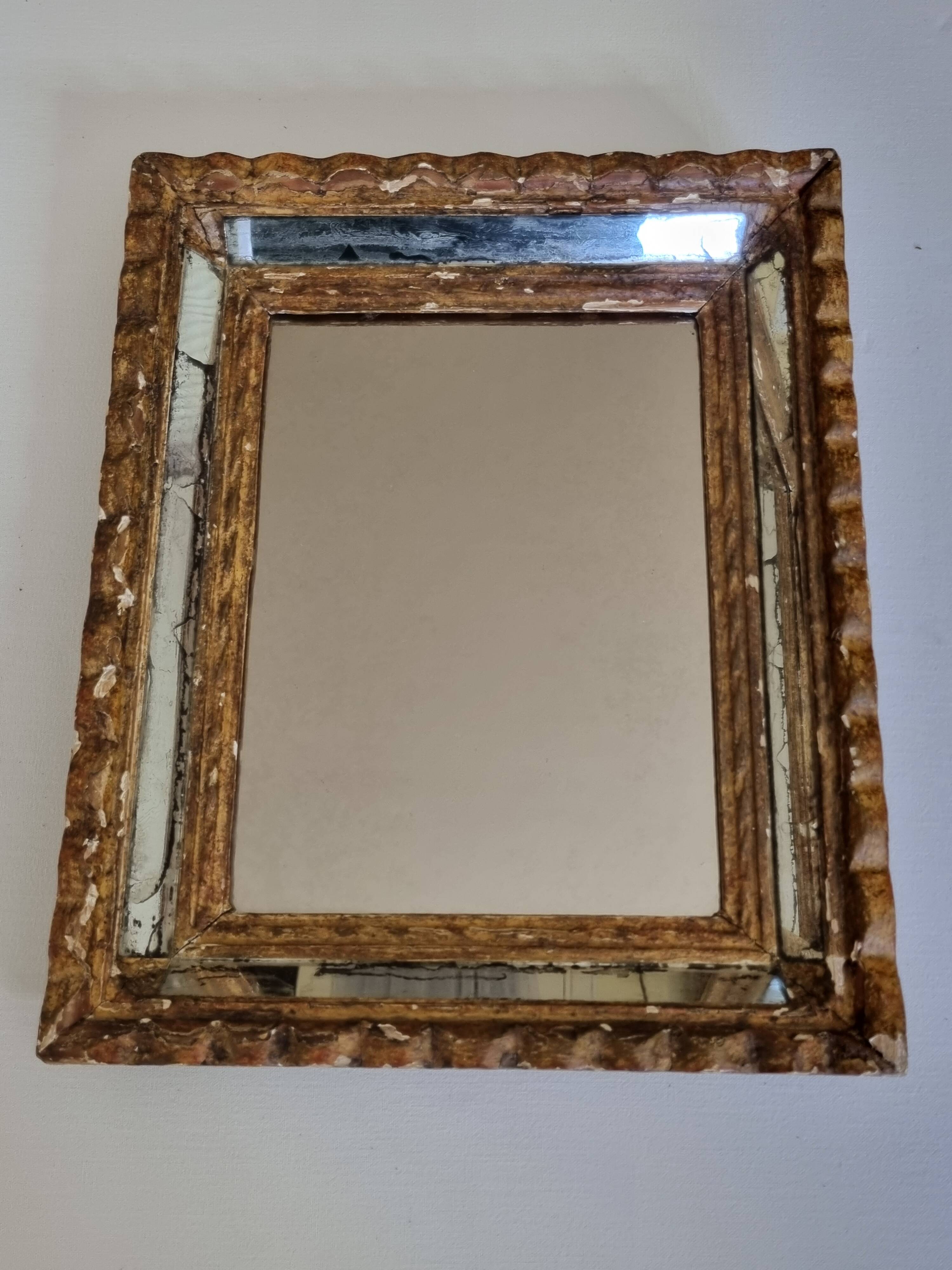 Antique Venetian style mirror with beads, 27 x 32 cm