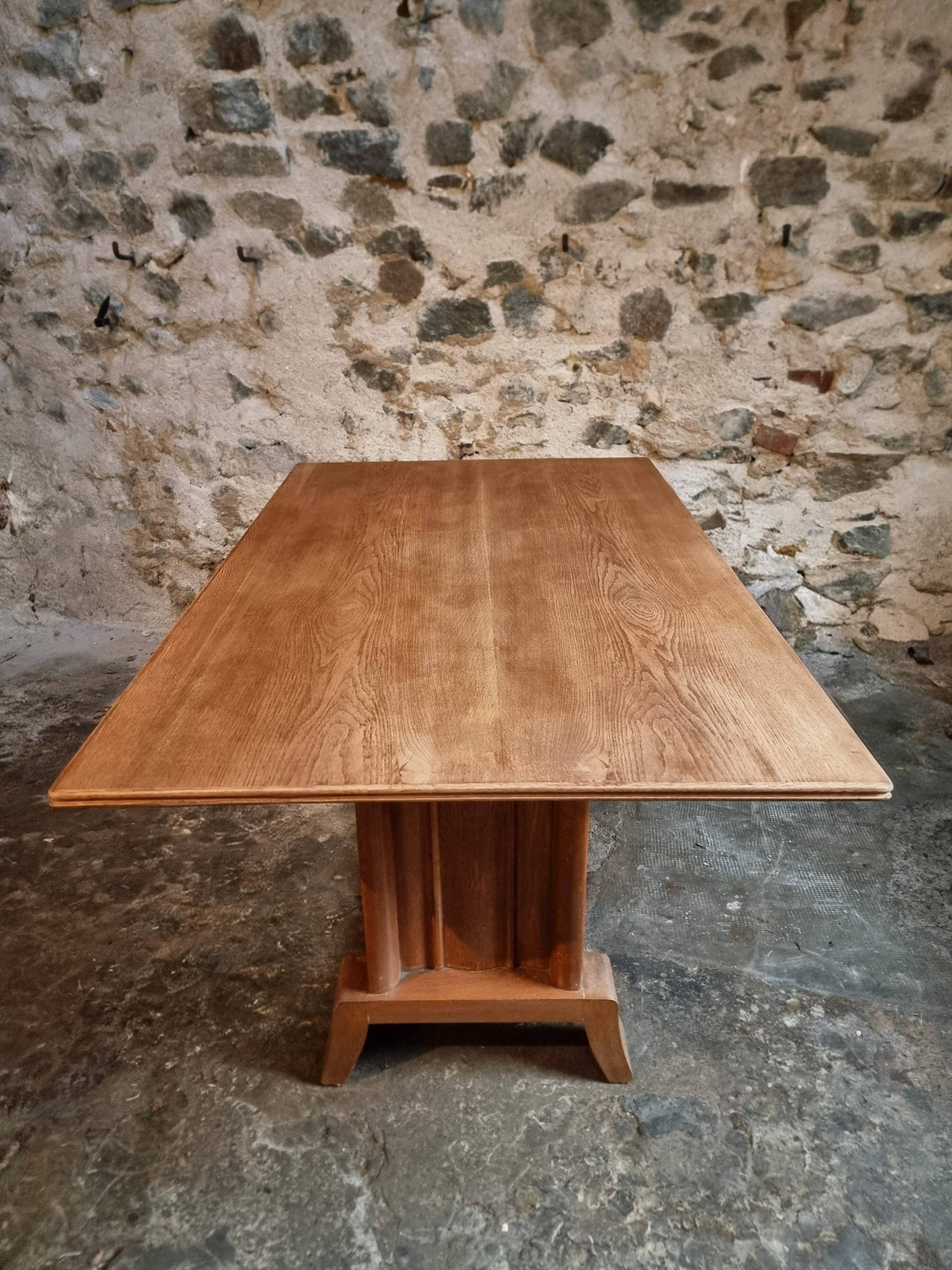 French Art Deco dining table in oak, 1930–1950