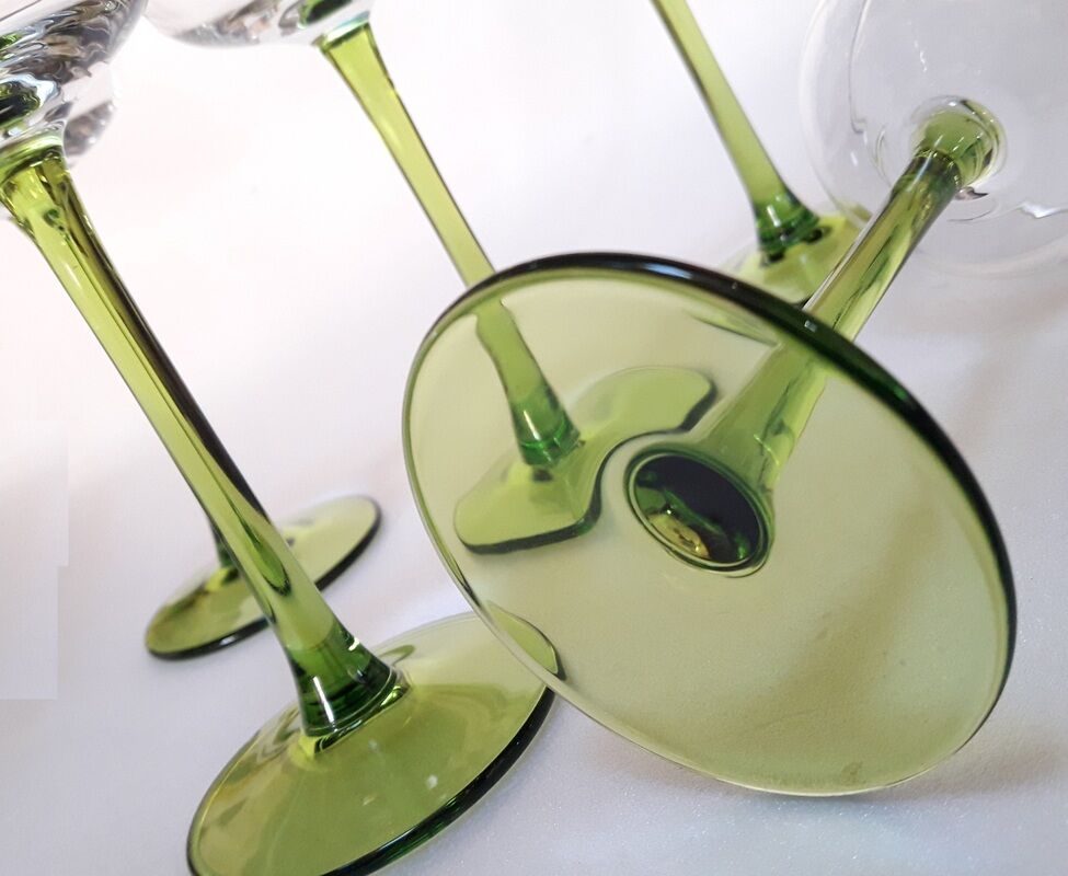 5 glasses with feet vintage white wine