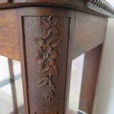Shelf-Display case-with mirror & glass-Empire style-Walnut stain-1 drawer