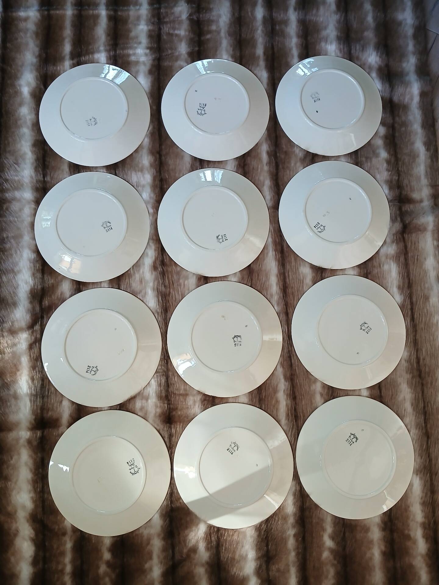 12 flat plates in ironstone from Badonviller