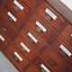 Grand Cabinet d'Apothicaire Antique en Pitch Pine, Belgique, avec Boucliers en Émail, 1900s