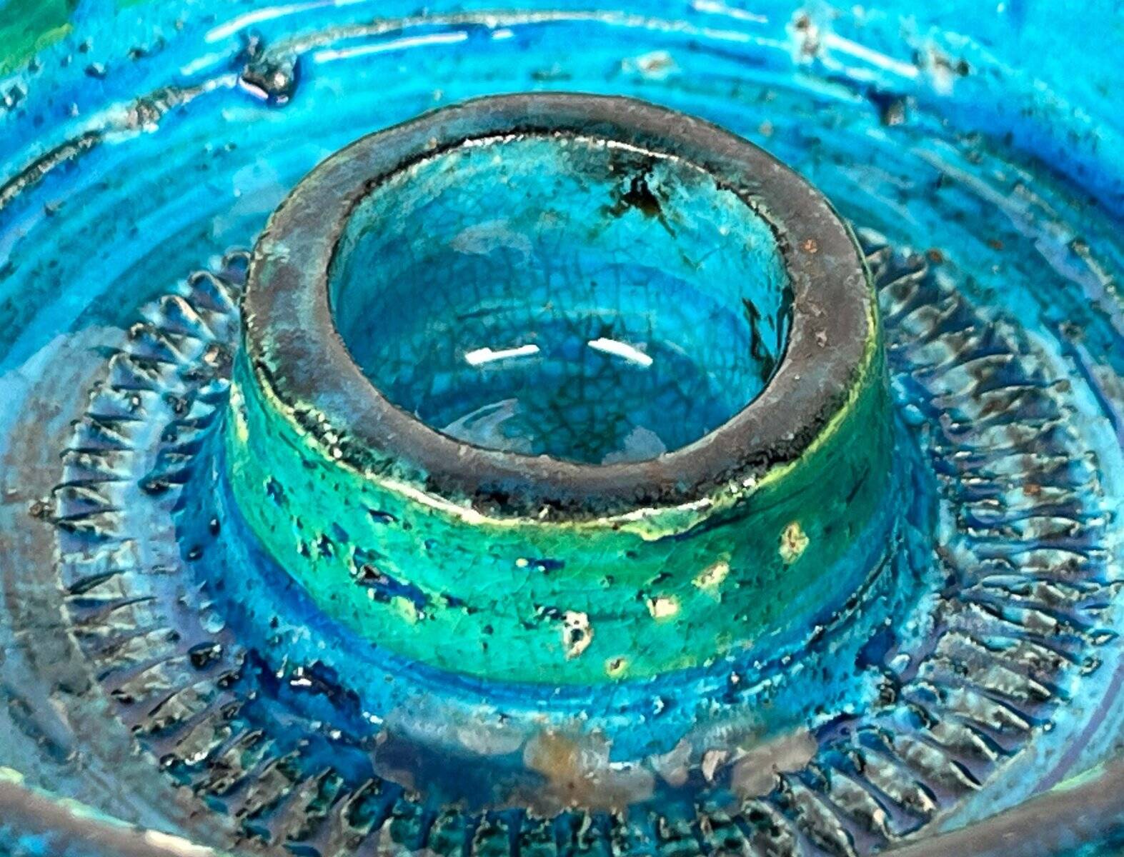 Mid-Century Modern Rimini Blu Pottery Candleholder by Aldo Londi for Bitossi, Italy, 1960s