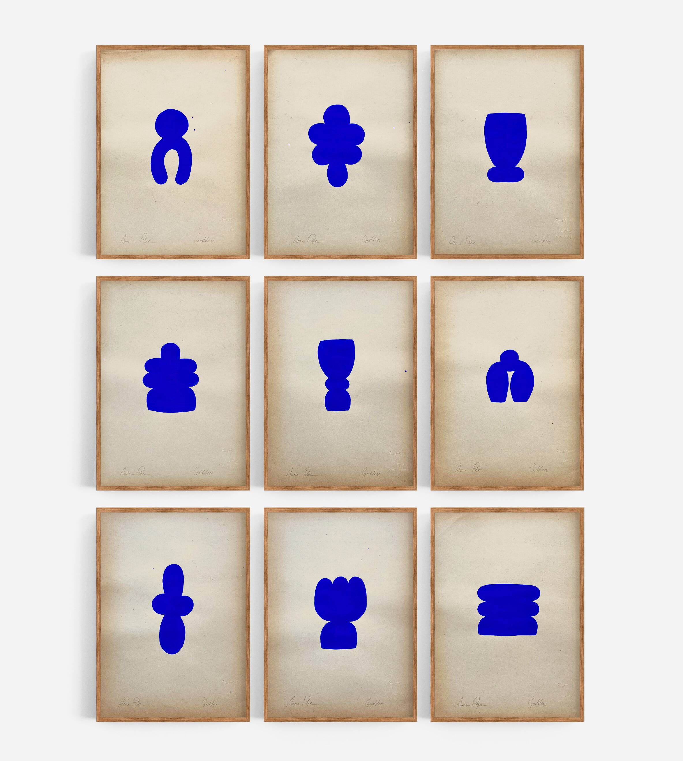 9 original gouache painting on vintage paper, A4