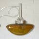 Lustre vintage en chrome, lampe suspendue en verre ambré moderne du milieu du siècle