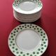 Set of 12 small green polka dot dessert plates - Moulin des Loups