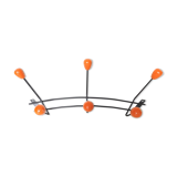 Black metal coat rack and orange wood balls