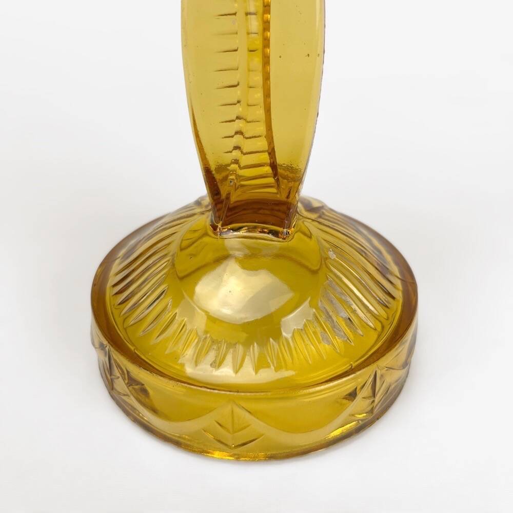 Art Deco amber glass candle holder