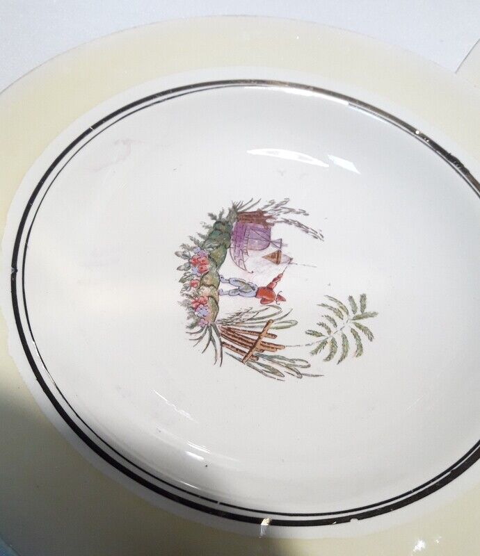 7 hollow plates Gien Japanese decoration France