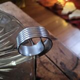 Art Deco stemmed bowl - Smoked glass and silver-plated metal - 1940s