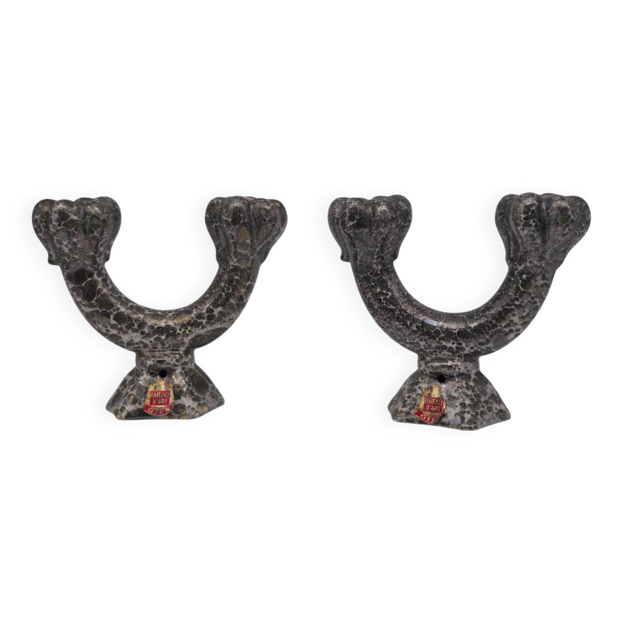 Art pottery candlesticks from Gien