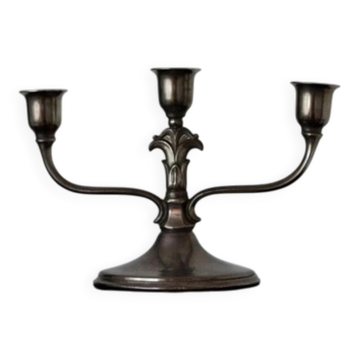 Vintage Pewter 3-Arm Candelabra – Art Deco / Art Nouveau Style