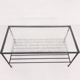 Mid-century modern minimalistic metal and glass coffee table