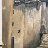 Vintage painting church steeple