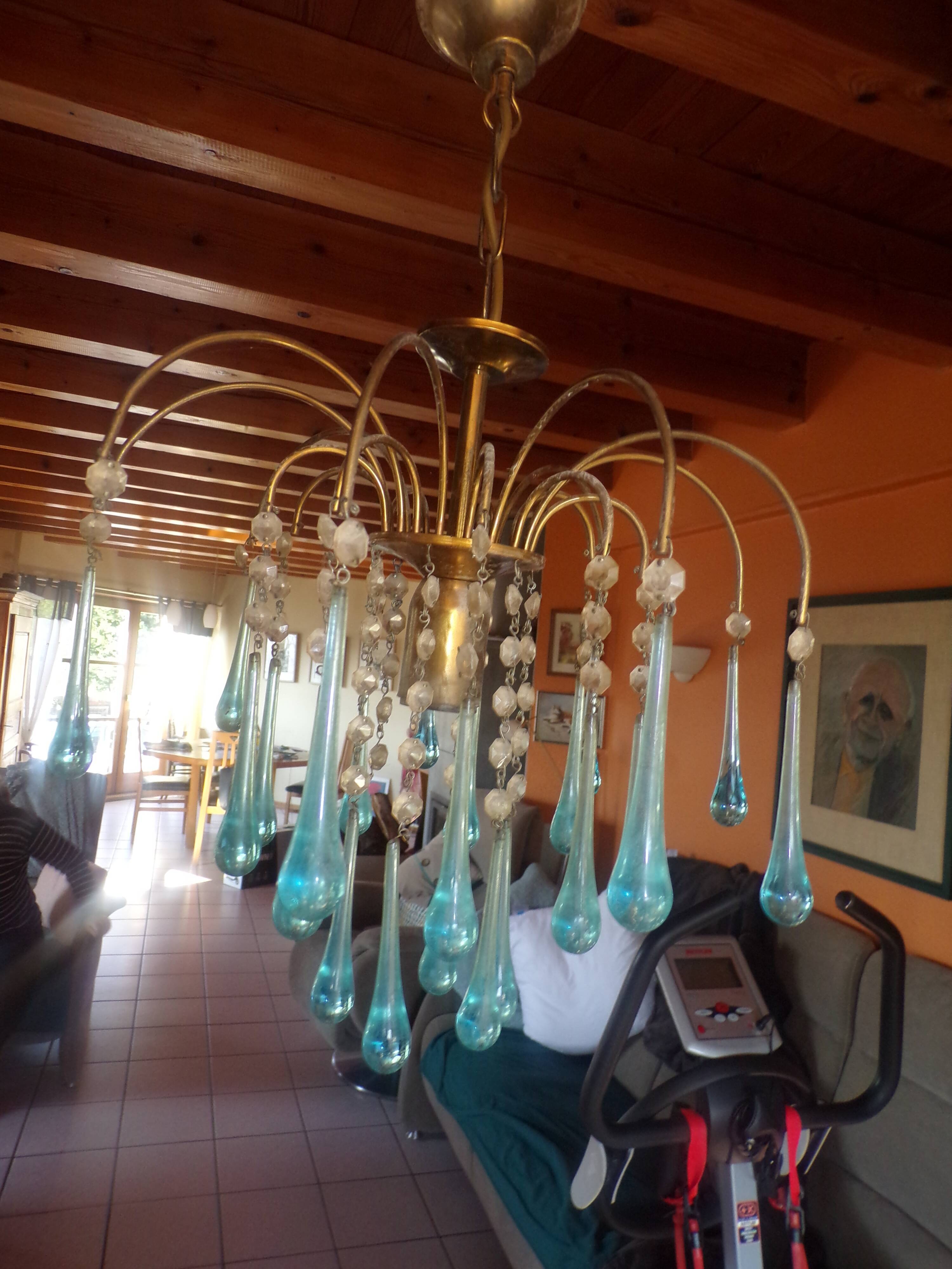 Lustre blue drops pampilles