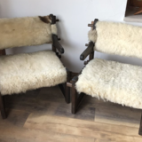 Side Chairs in Lambs Wool, Set of 2