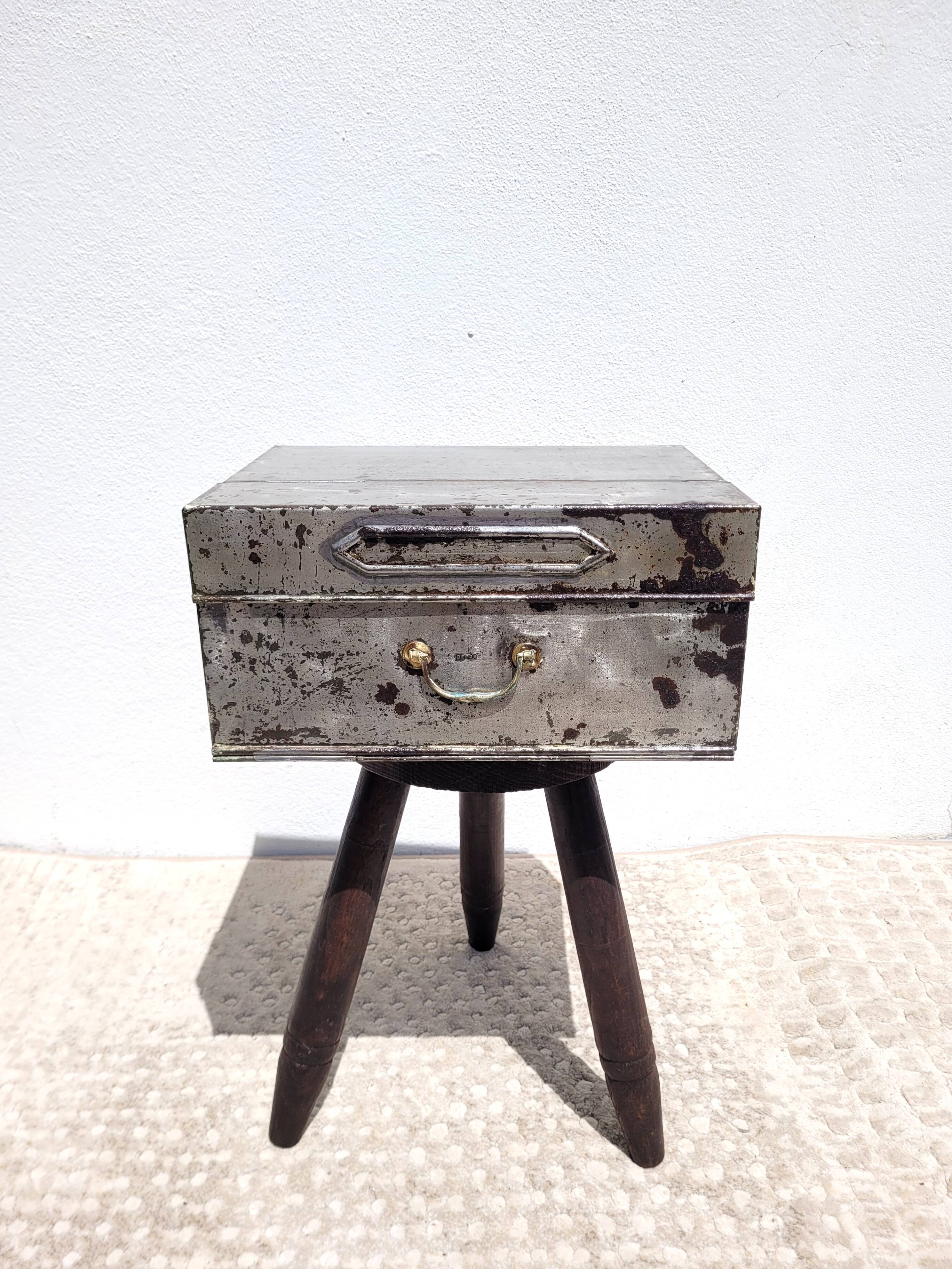 Old sheet metal filing cabinet storage box