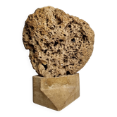 Sculptural lamp in openwork mineral concretion, brutalist style – 42 cm