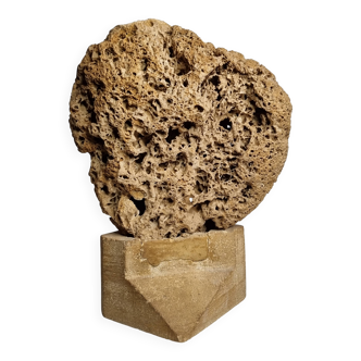 Sculptural lamp in openwork mineral concretion, brutalist style – 42 cm