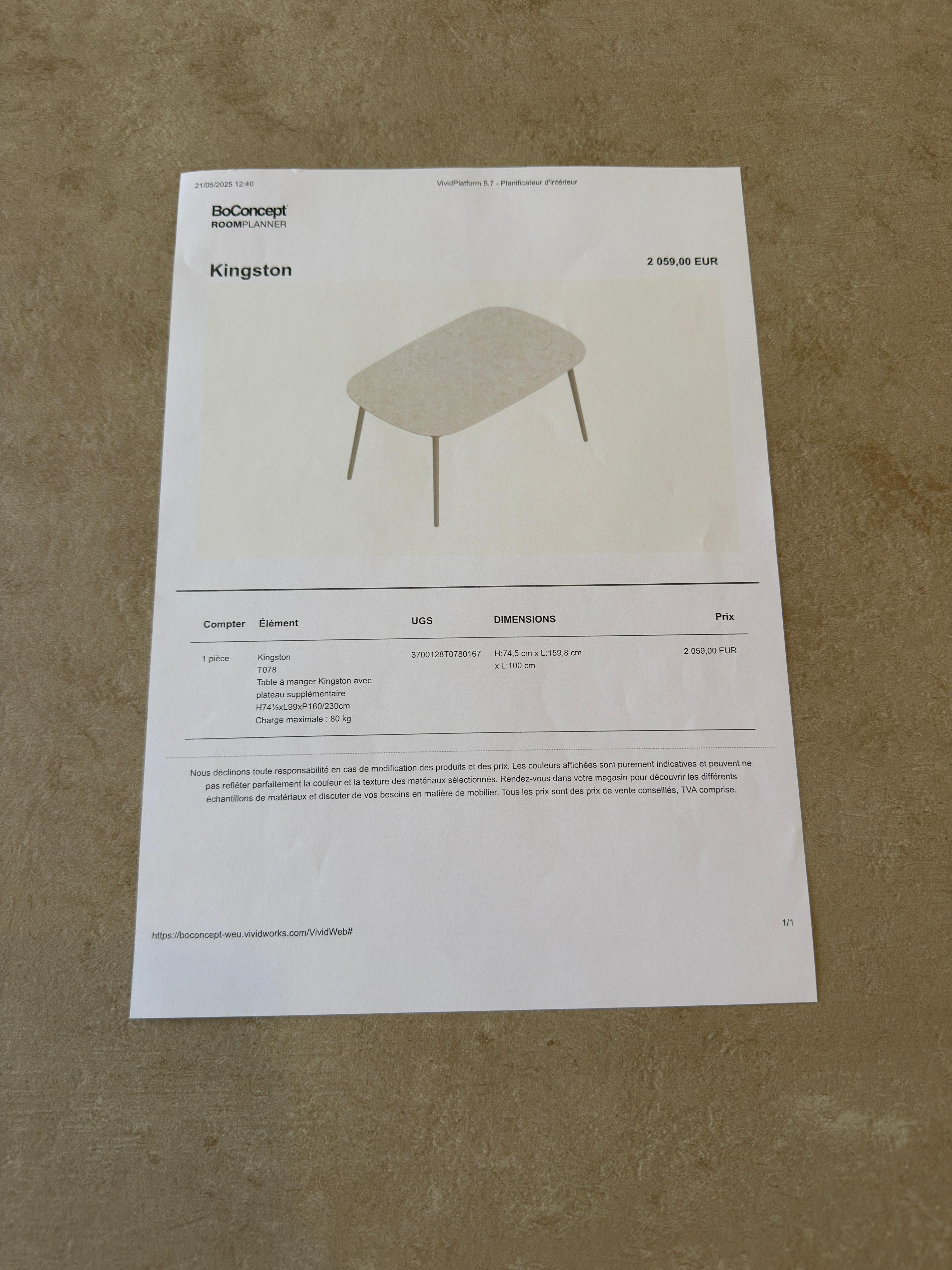 Ceramic table Int / Ext Bo Concept