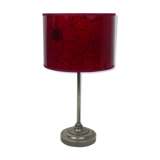Lampe sur pieds ancienne rouge en laiton nickelé socle plomb