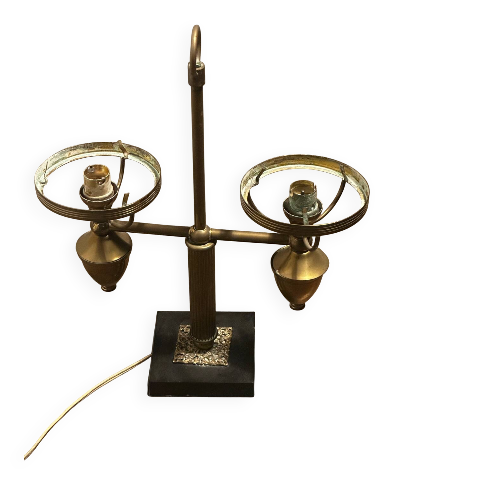 Double lamp fixture in brass, neo-classical style from the 1950s.