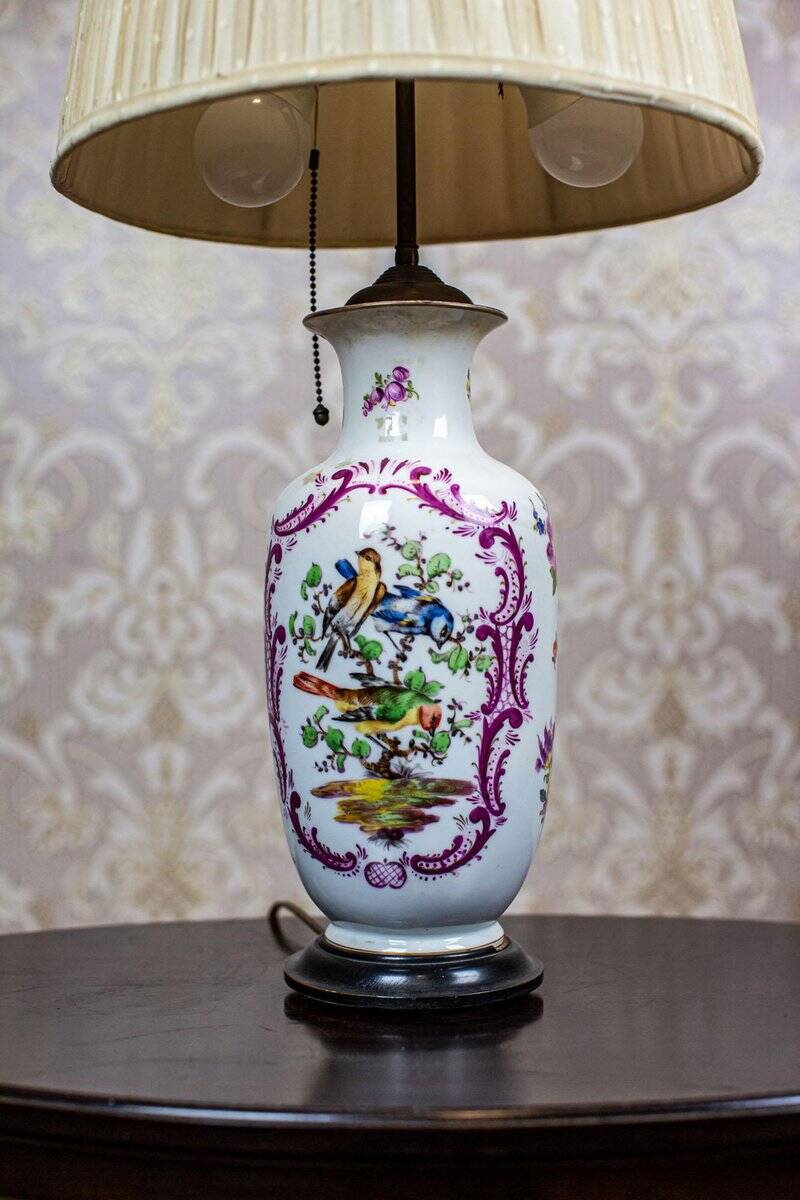 Vintage Electric Table Lamp with Decorative Ceramic Base, 1940s