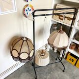 Suspension in burlap and dark wood