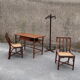 Bamboo and wooden desk with right side shelf on slide by Mc Guire 120x60