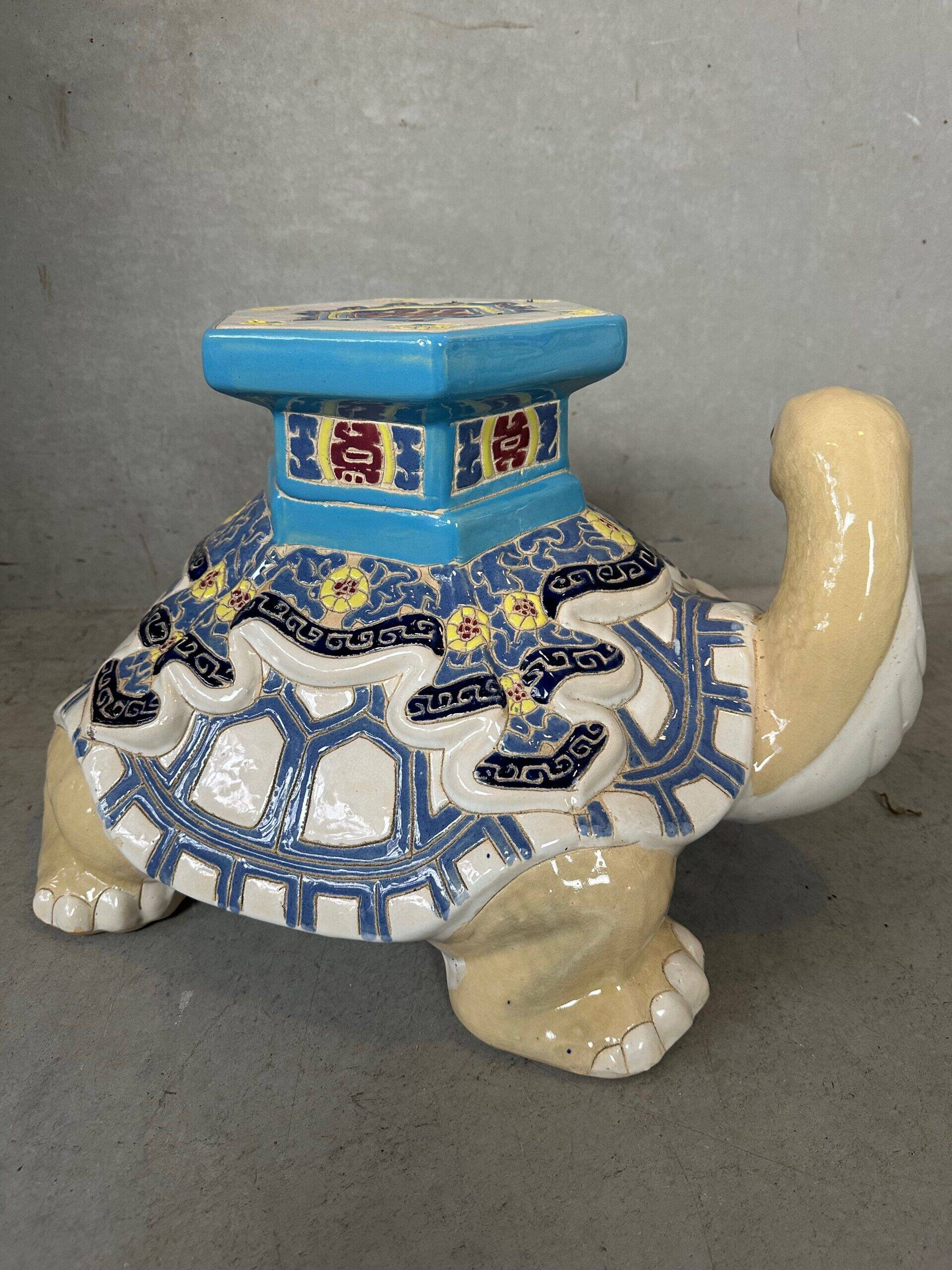 Support de plante en céramique vintage en forme de tortue