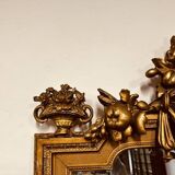 Antique English golden barock mirror mirror with large ornament