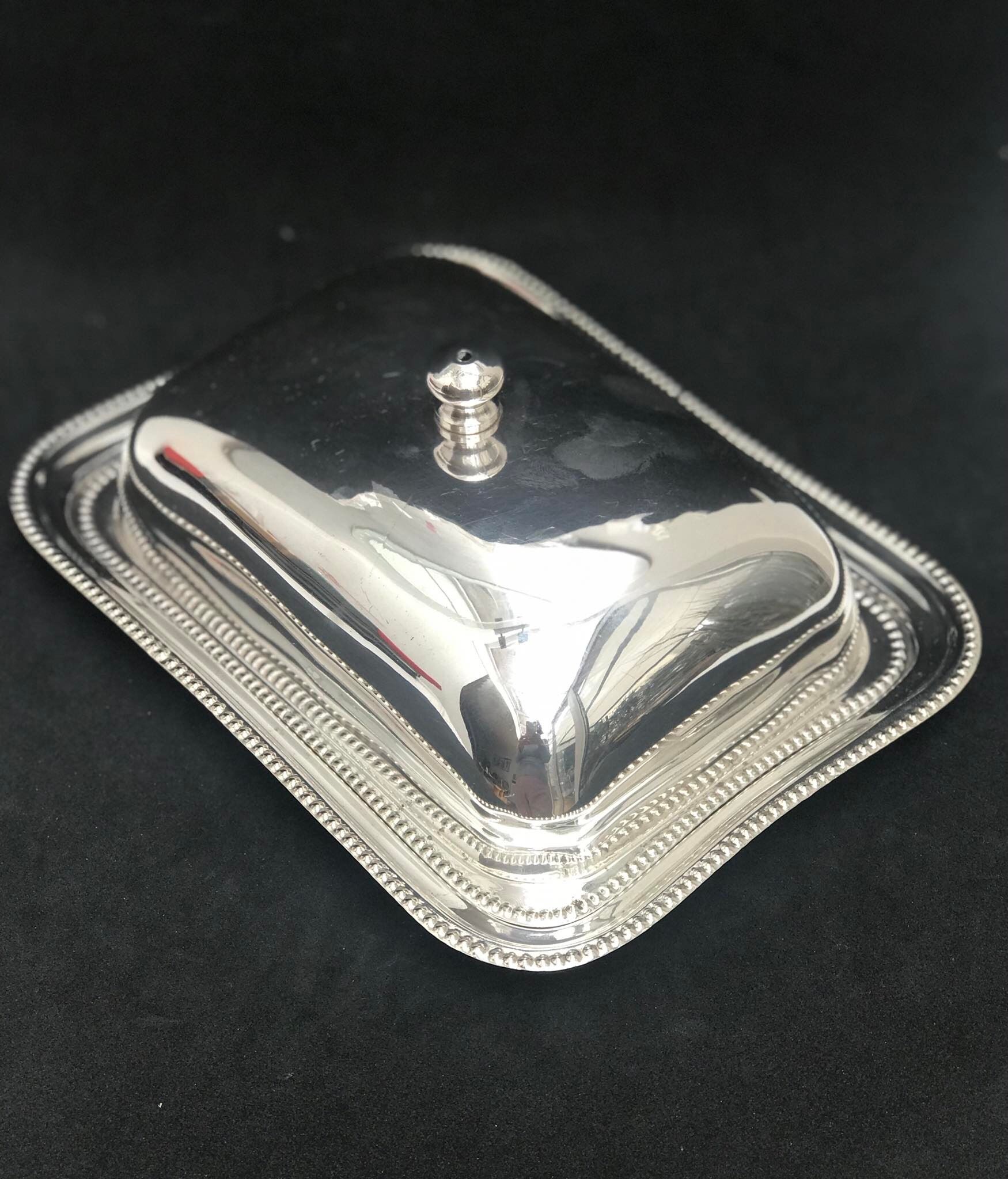 English silver butter dish