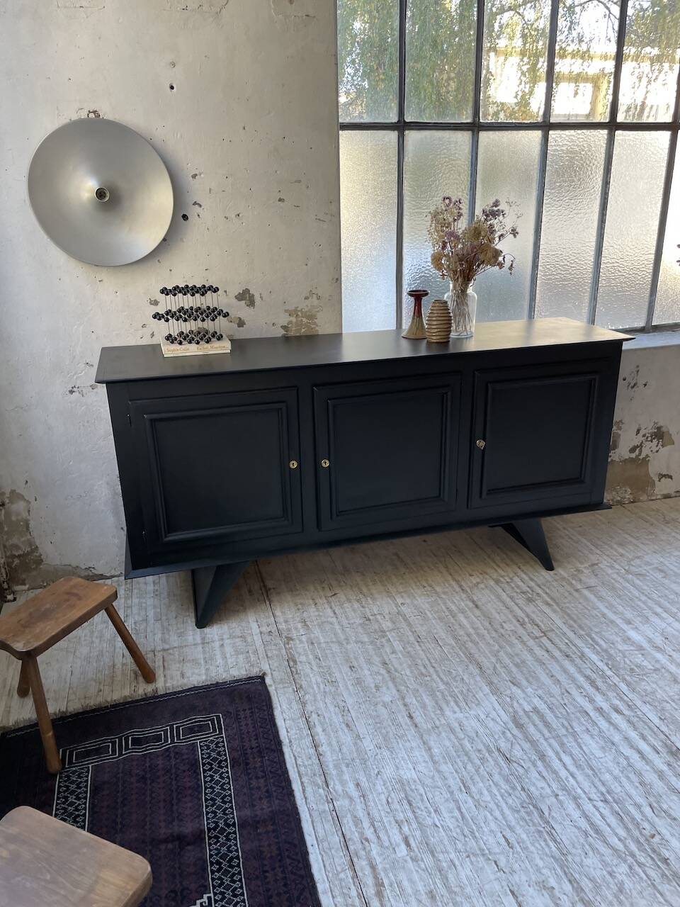 60s brutalist black sideboard