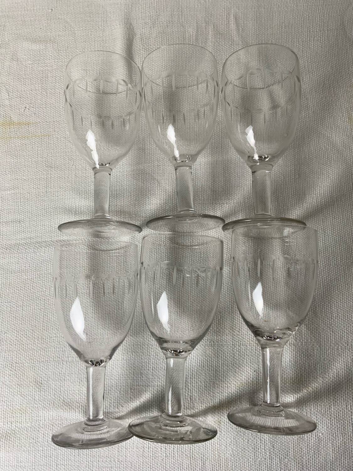 6 antique stemmed glasses