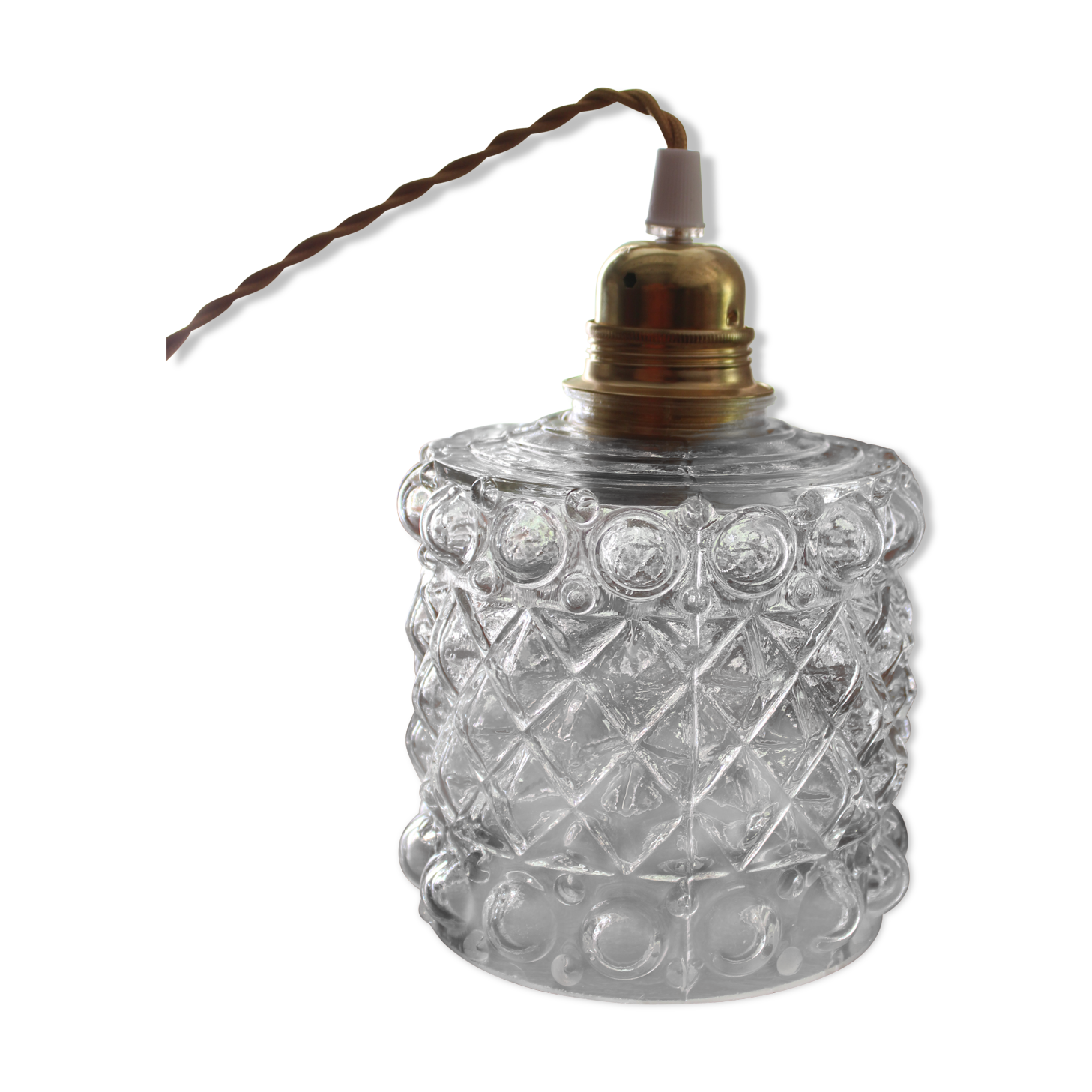 Moulded glass hanging lamp
