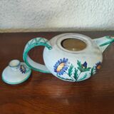 Vallauris ceramic teapot signed R. Rouma decorated with wild flowers