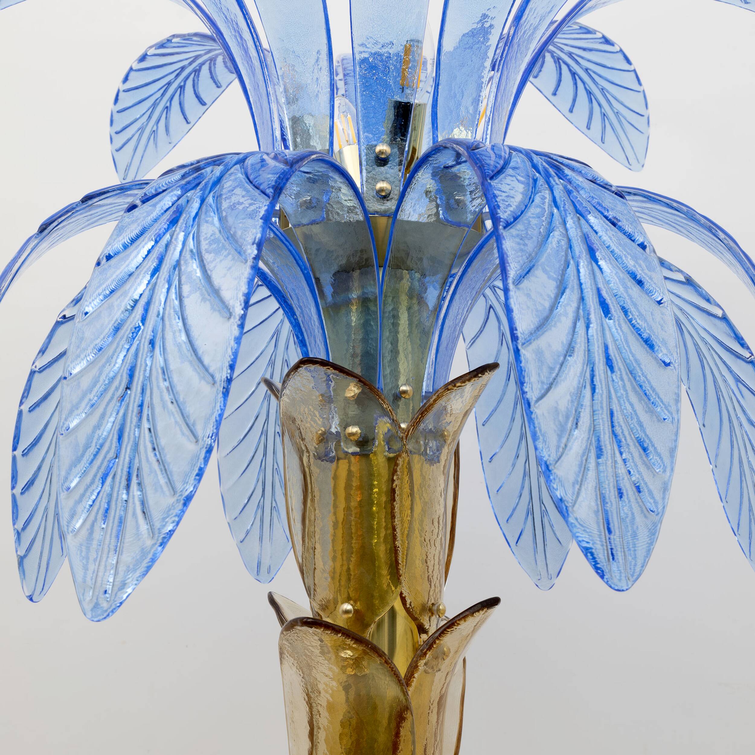 Mid-Century Modern Murano Glass and Brass Palm Tree Floor Lamp
