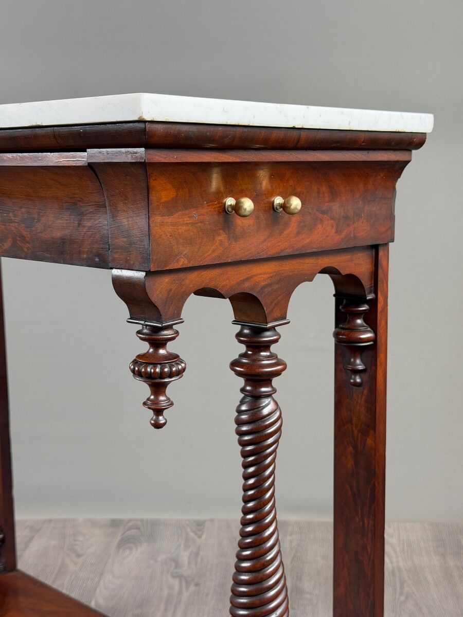 Console Napoléon III en acajou et marbre blanc, XIXe Siècle