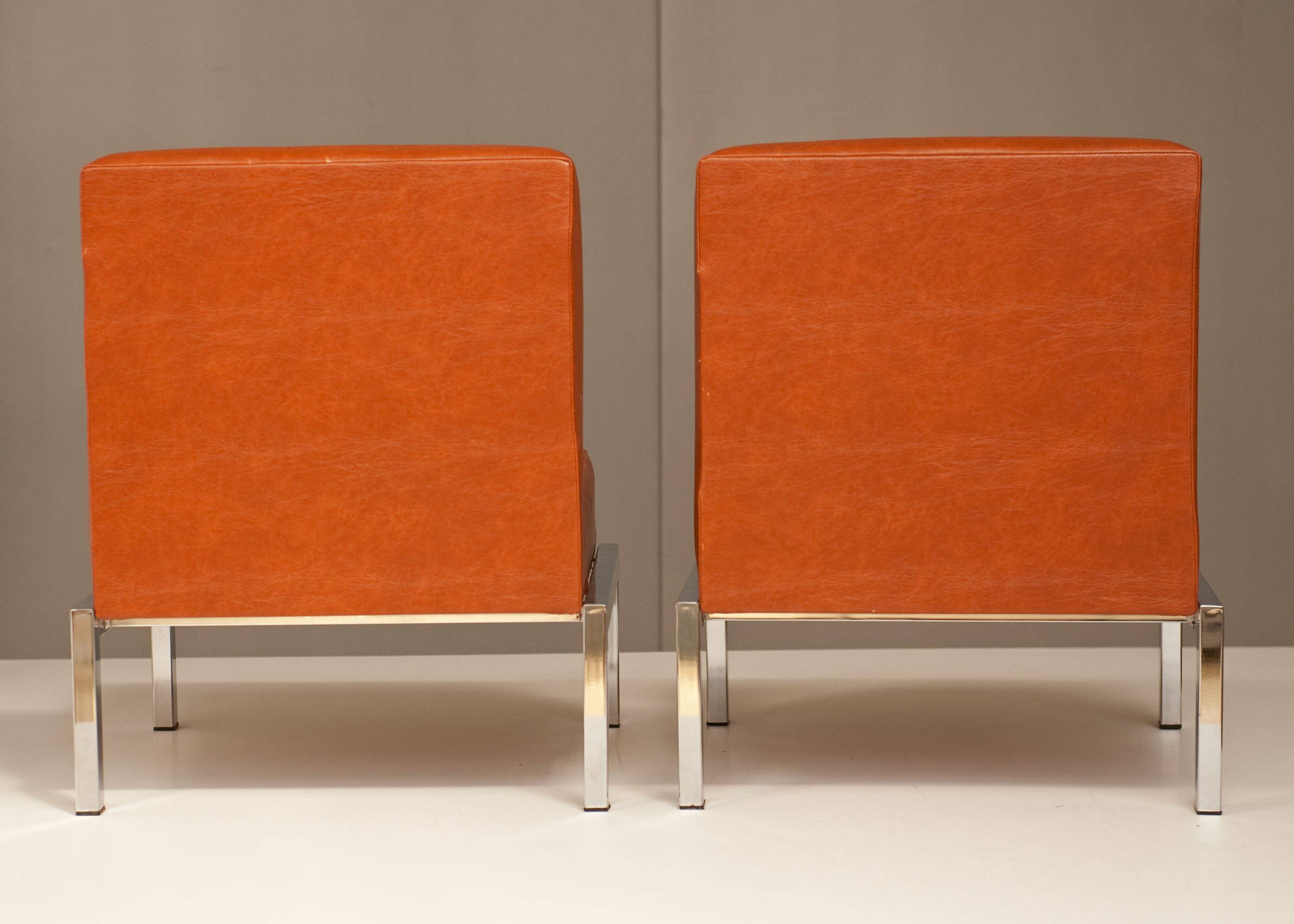 Pair of armchairs in leatherette and chrome from the 70s