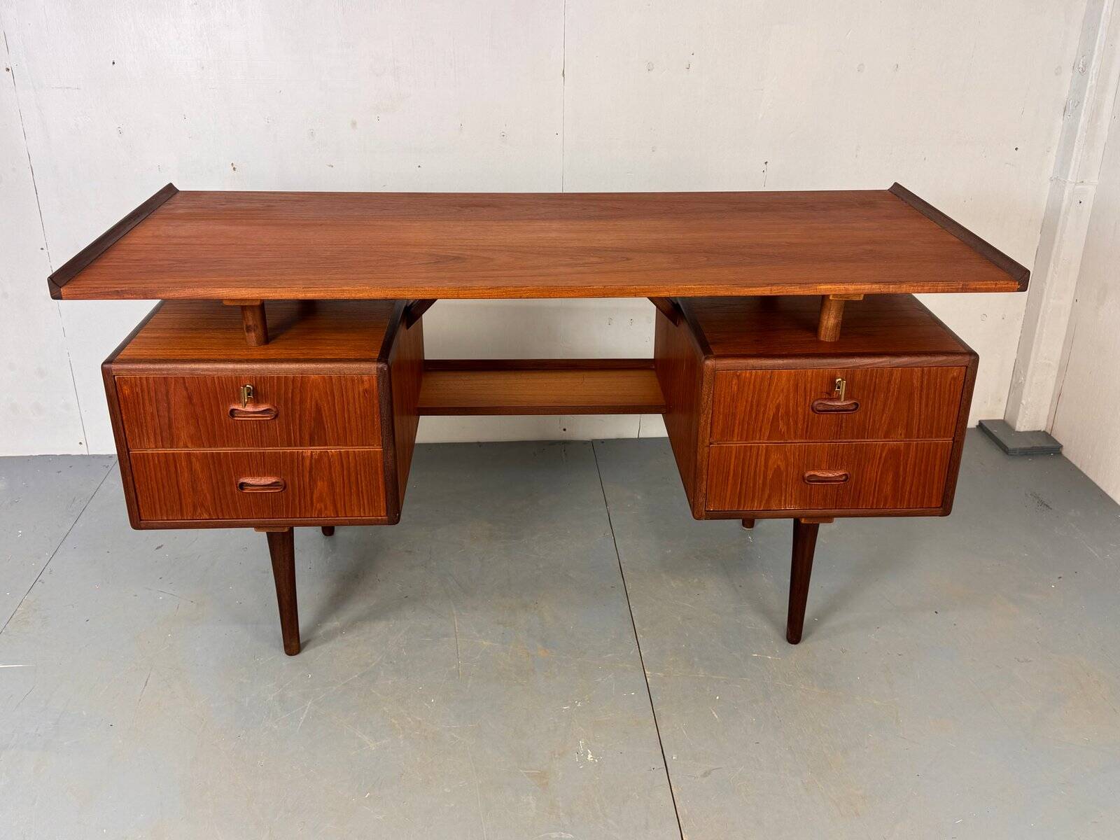 Mid-century Danish teak desk attributed to Louis van Teeffelen for Wébé, 1950s