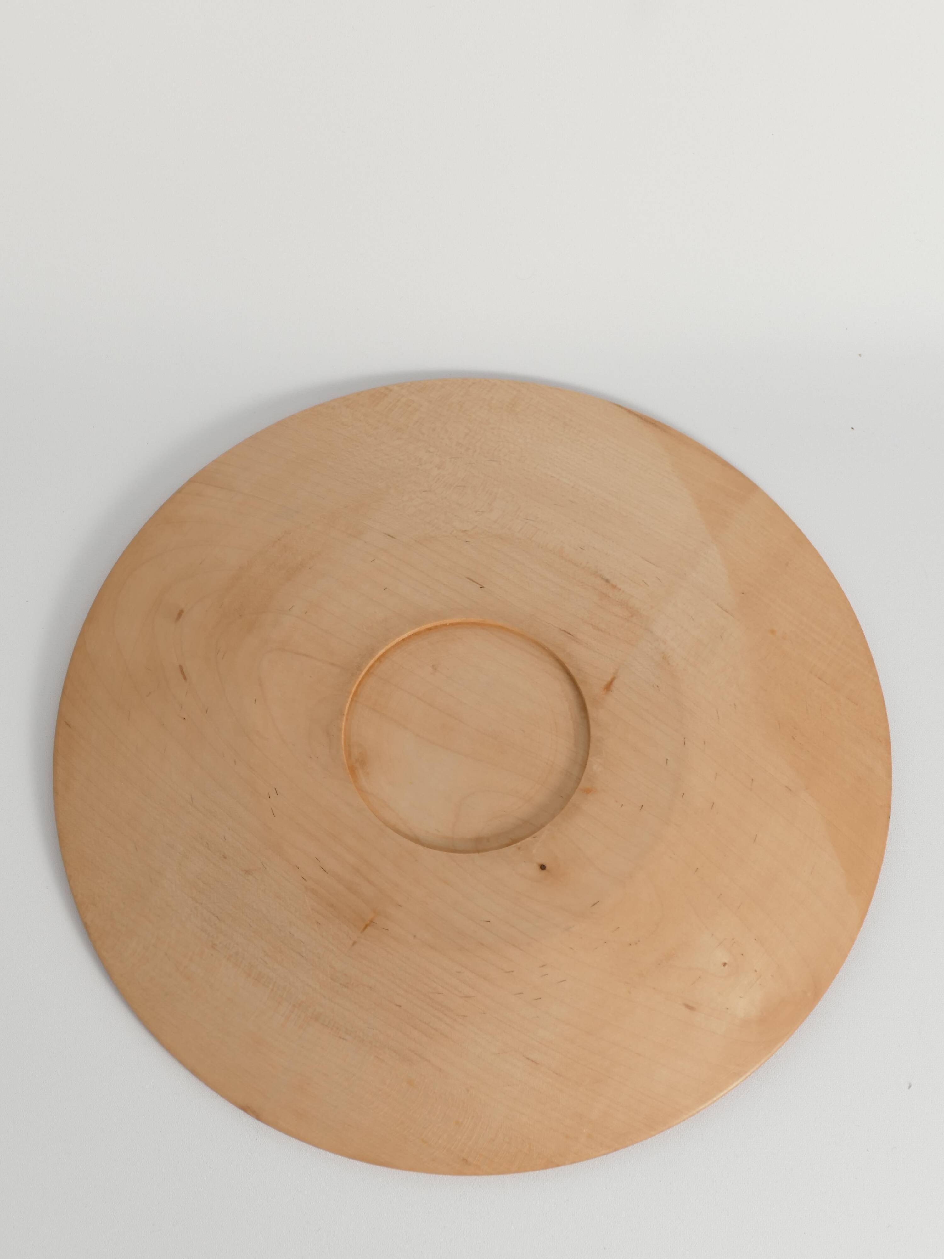 Decorative Hand-carved Wooden Plate with Pyrography, Germany 1960s