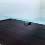 Glass table with shelf in frosted glass