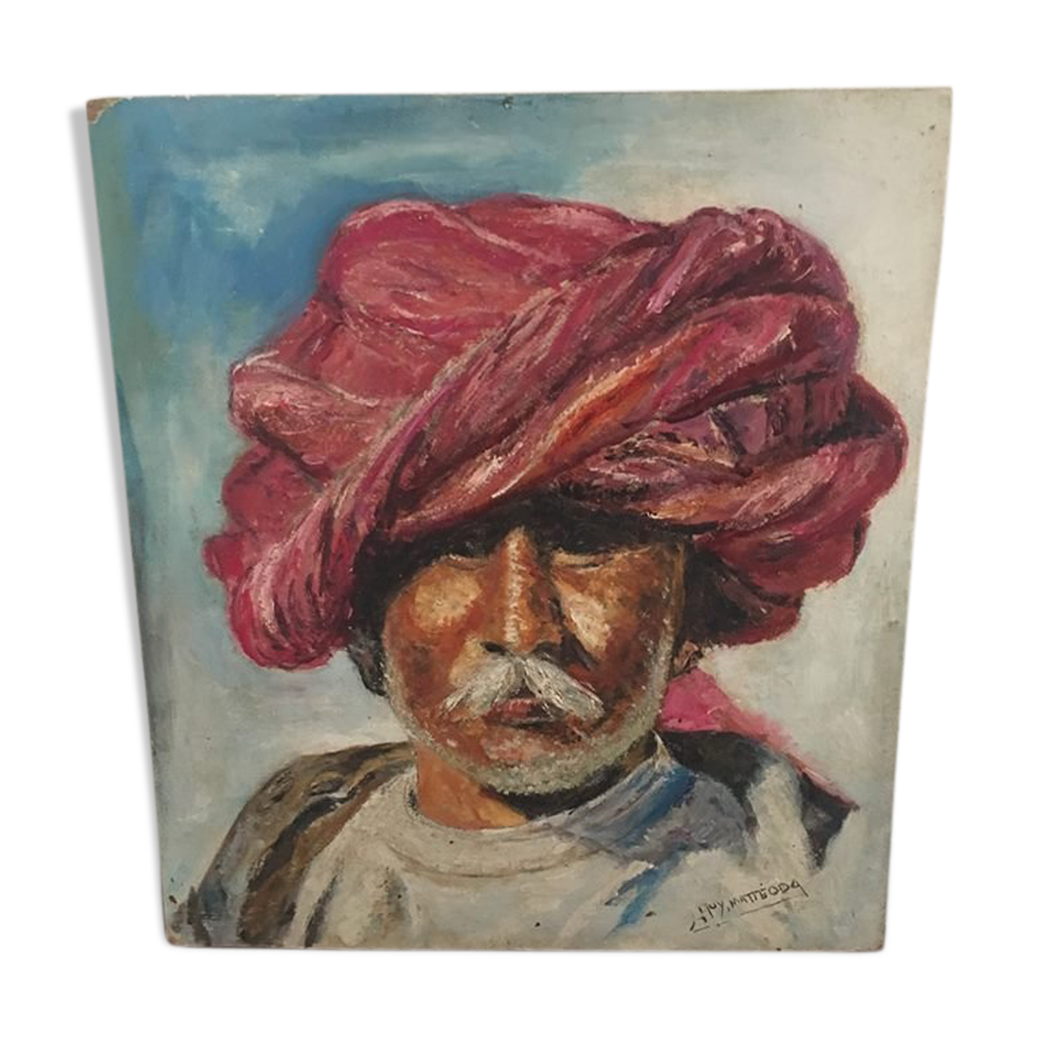 Orientalist portrait the man in the pink turban