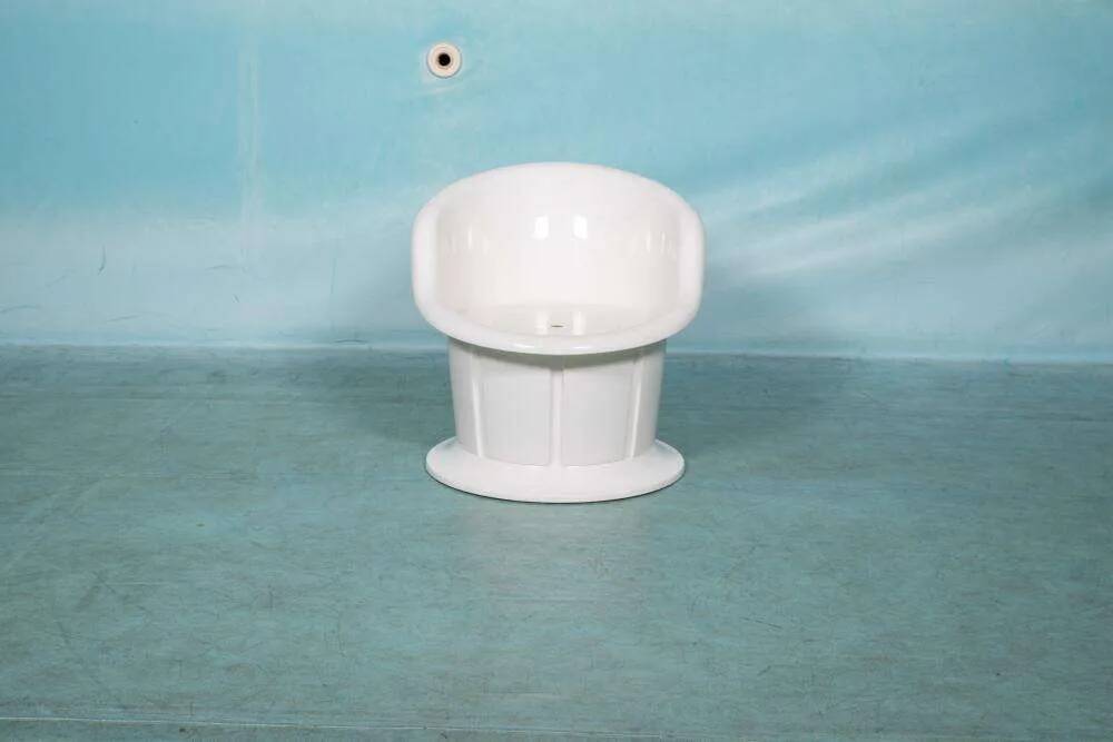 Space-age shell chair with storage, Ikea Popptorp chair.