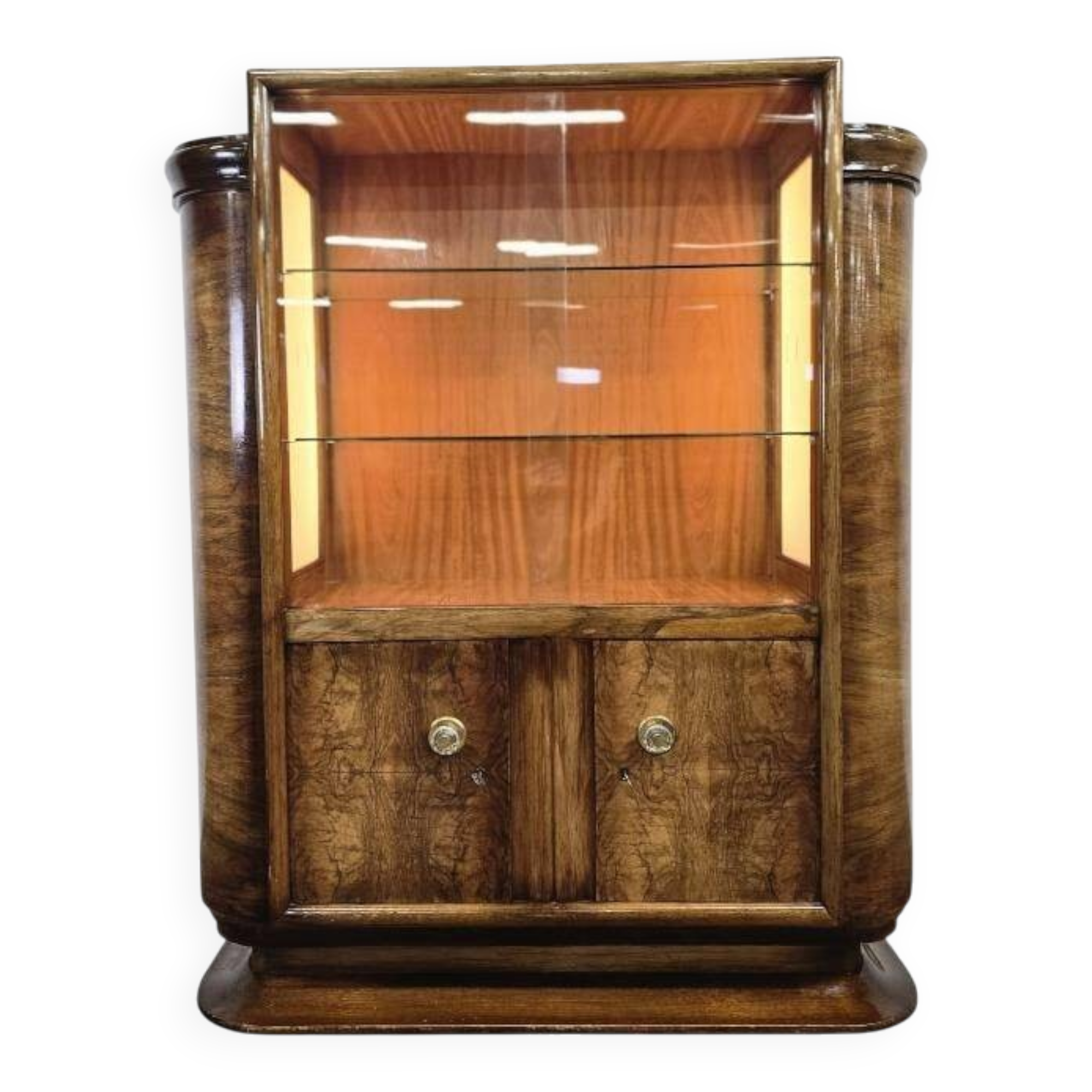 Vintage art deco cabinet / display cabinet with integrated lamps