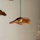 Small wavy flat leaf pendant in teak D:30