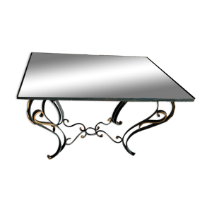 Table art deco fer forgé - miroir