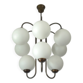 Large Mid Century Chandelier / Vintage Copper Gooseneck Pendant Light / Space Age / Yugoslavia 80's